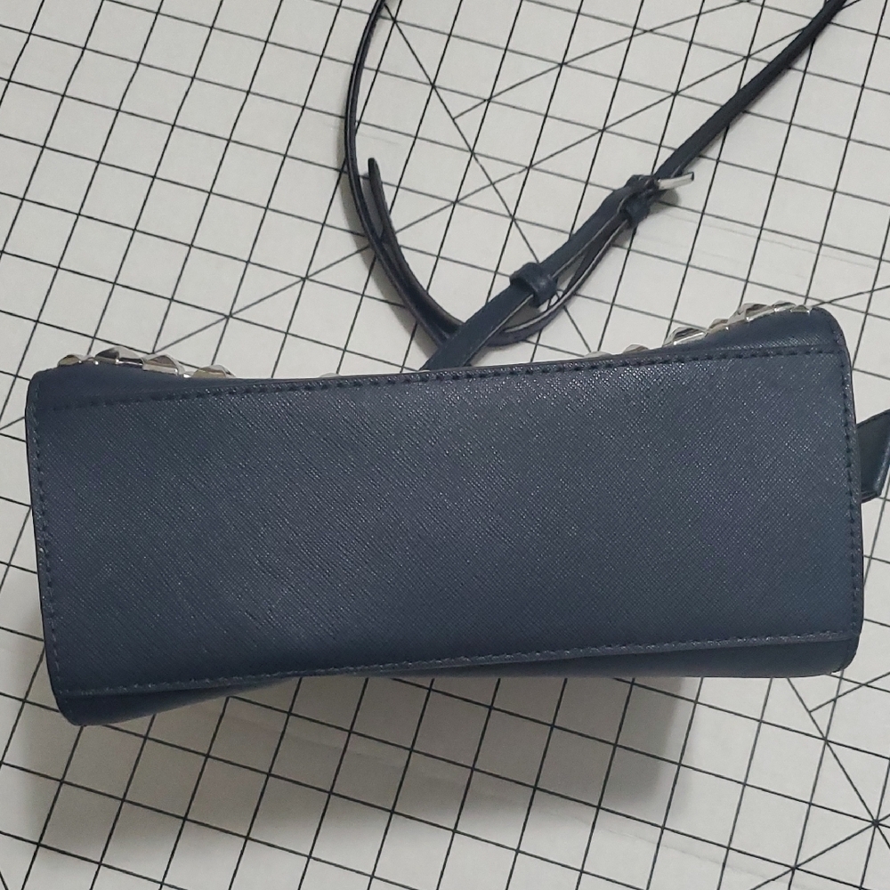 Michael Kors Dark Blue Crossbody Bag with Silver Accents - Picture 6 of 14